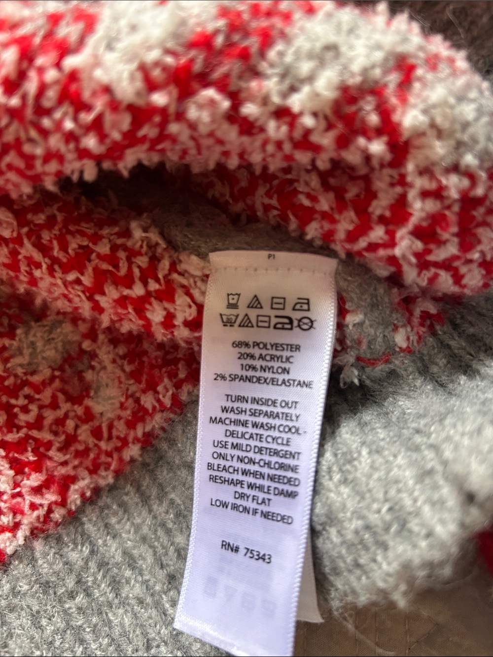 cupcakes & cashmere Gray Candy Cane Knit Cardigan with Red & White Accents - Picture 6 of 9